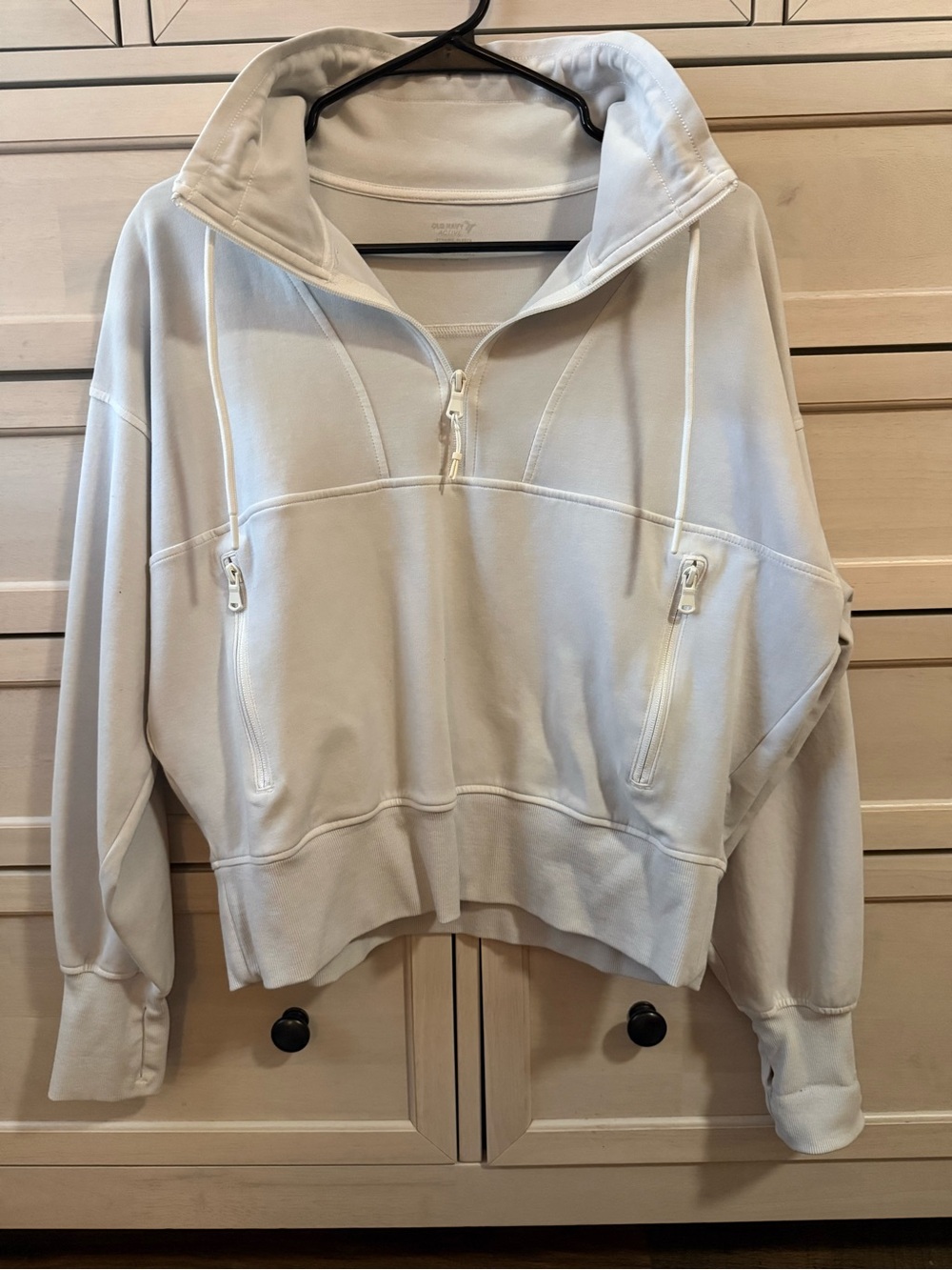 Old Navy Cream Quarter-Zip Pullover Hoodie
